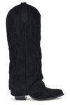 Stivali texani neri in effetto suede con gambale risvoltato Cafe' cost P761