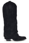 Stivali texani neri in effetto suede con gambale risvoltato Cafe' cost P761