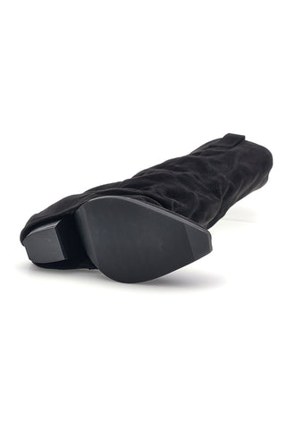 Stivali texani neri in effetto suede con gambale risvoltato Cafe' cost P761