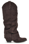 Stivali texani marroni in effetto suede con gambale risvoltato Cafe' cost P761