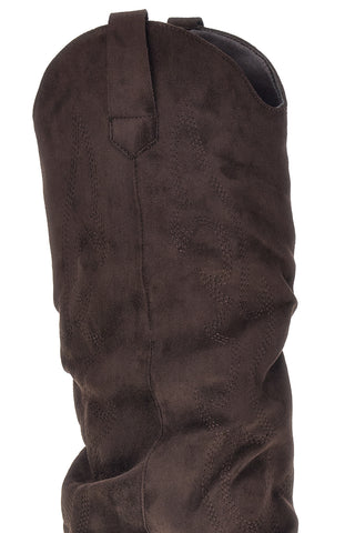 Stivali texani marroni in effetto suede con gambale risvoltato Cafe' cost P761