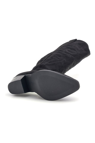 Stivali texani neri in effetto suede con ricami Cafe' cost P763