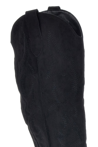 Stivali texani neri in effetto suede con ricami Cafe' cost P763