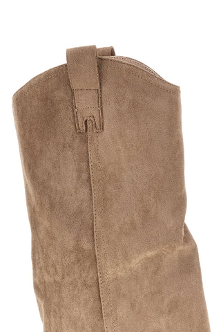 Stivali texani beige a punta effetto suede con risvolto Cafe' cost RQ24W12F