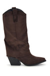 Stivali texani marroni a punta effetto suede con risvolto Cafe' cost RQ24W12F