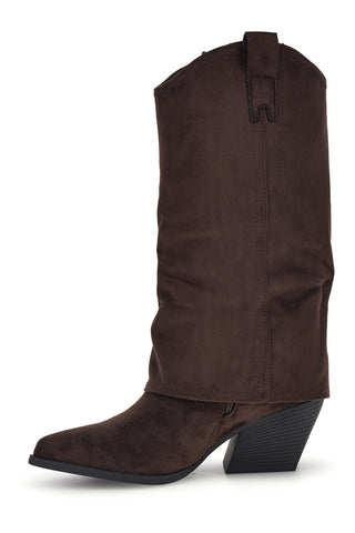 Stivali texani marroni a punta effetto suede con risvolto Cafe' cost RQ24W12F