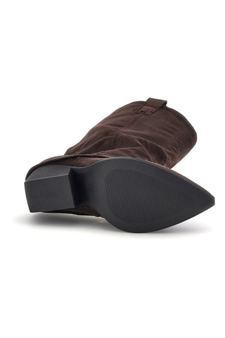 Stivali texani marroni a punta effetto suede con risvolto Cafe' cost RQ24W12F