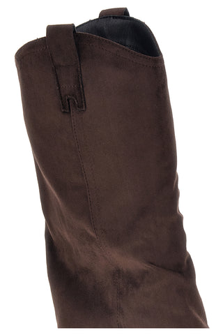 Stivali texani marroni a punta effetto suede con risvolto Cafe' cost RQ24W12F