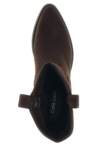 Braune Cowboystiefel in Wildlederoptik mit Stickereien, Farbe „Cafe’“, Art.-Nr. RQ24W9C