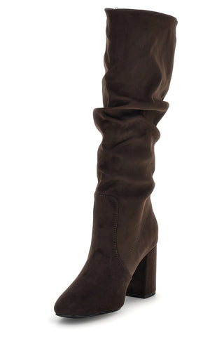 Stivali marroni in effetto suede con gambale drappeggiato Pittarello Capsule BT2140004