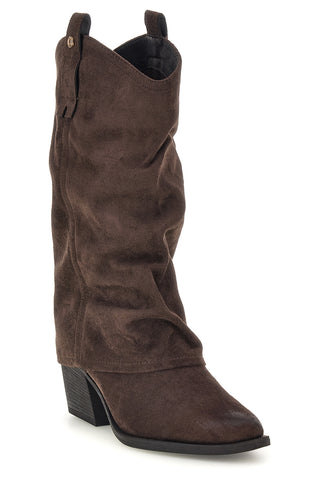 Stivali texani testa di moro effetto scamosciato con risvolto Pittarello capsule BT261285008