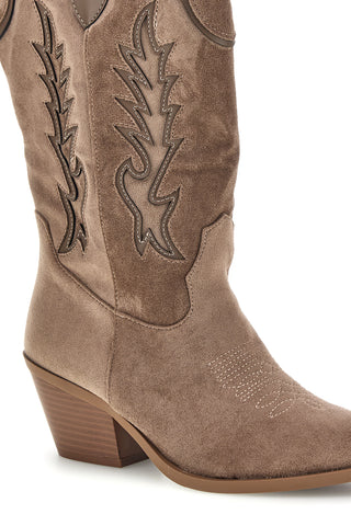 Stivali texani tortora in effetto suede Cafe' cost P765