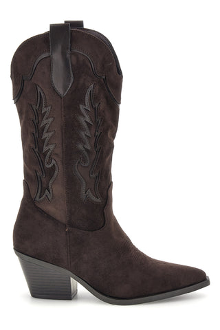 Stivali texani marroni in effetto suede Cafe' cost P765