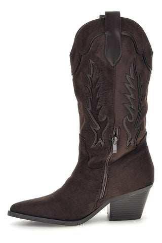 Stivali texani marroni in effetto suede Cafe' cost P765
