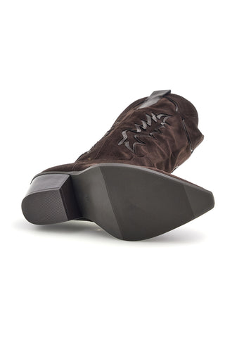 Stivali texani marroni in effetto suede Cafe' cost P765