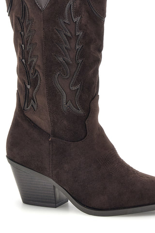 Stivali texani marroni in effetto suede Cafe' cost P765