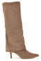 Stivali tortora effetto suede con tacco sottile The first P782