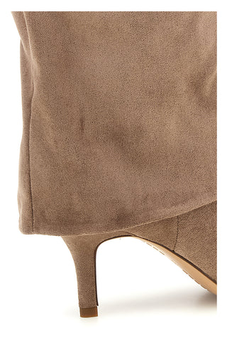 Stivali tortora effetto suede con tacco sottile The first P782