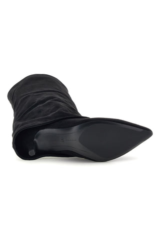 Stivali neri effetto suede con tacco sottile The first P782