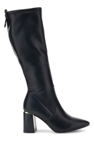 Schwarze Stiefel mit spitzer Zehenpartie und breitem Absatz von Mariella Burani, Modell 51693C1063
