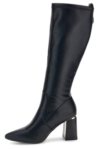 Schwarze Stiefel mit spitzer Zehenpartie und breitem Absatz von Mariella Burani, Modell 51693C1063