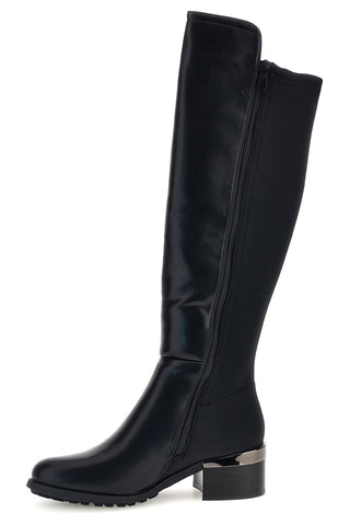 Stivali al ginocchio neri con inserto elasticizzato e tacco largo Gmv SV0197