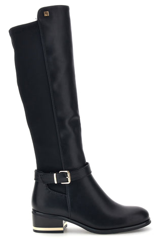 Stivali neri con inserto elasticizzato e fibbia dorata First lady RQ23WY10