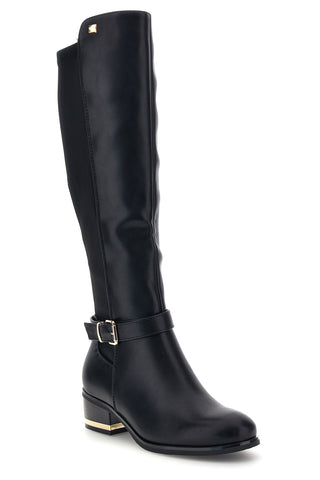 Stivali neri con inserto elasticizzato e fibbia dorata First lady RQ23WY10