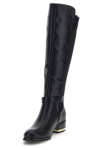 Stivali neri con inserto elasticizzato e fibbia dorata First lady RQ23WY10