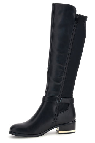 Stivali neri con inserto elasticizzato e fibbia dorata First lady RQ23WY10