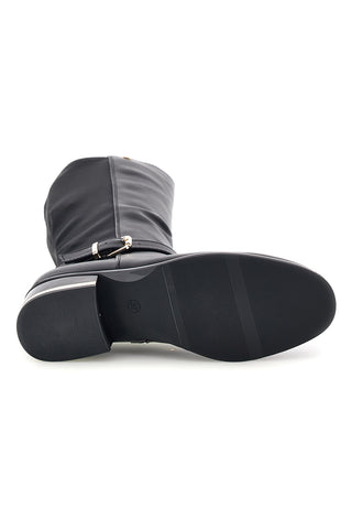 Stivali neri con inserto elasticizzato e fibbia dorata First lady RQ23WY10