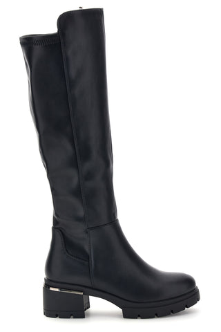 Stivali neri con inserto elasticizzato e suola carrarmato First lady RQ2222K7