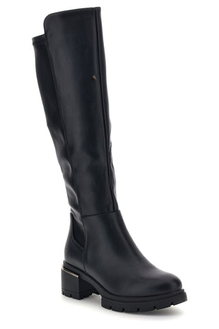 Stivali neri con inserto elasticizzato e suola carrarmato First lady RQ2222K7