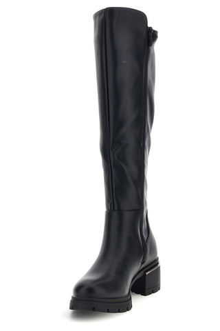 Stivali neri con inserto elasticizzato e suola carrarmato First lady RQ2222K7