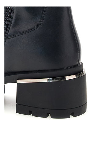 Stivali neri con inserto elasticizzato e suola carrarmato First lady RQ2222K7