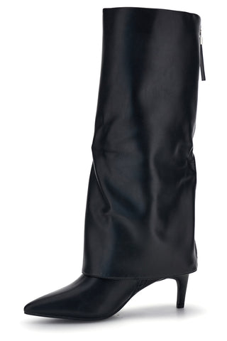 Schwarze Stiefel mit Umschlag und seitlichem Reißverschluss Le Havre Paris RX687