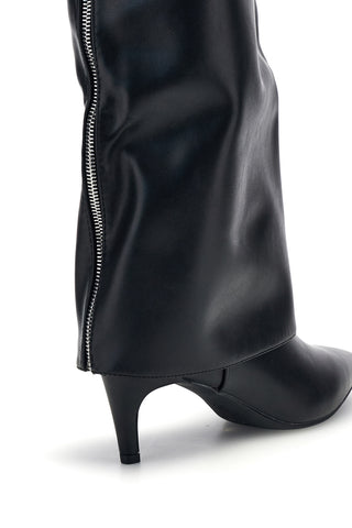 Schwarze Stiefel mit Umschlag und seitlichem Reißverschluss Le Havre Paris RX687