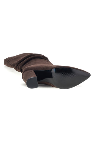 Stivali marroni a punta effetto suede con tacco alto Le havre paris KSLTZ3012