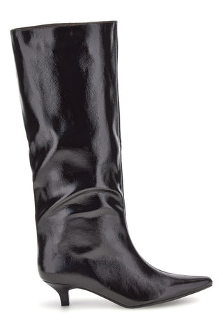 Stivali cioccolato lucidi a punta con tacco basso Le havre paris 73116K01