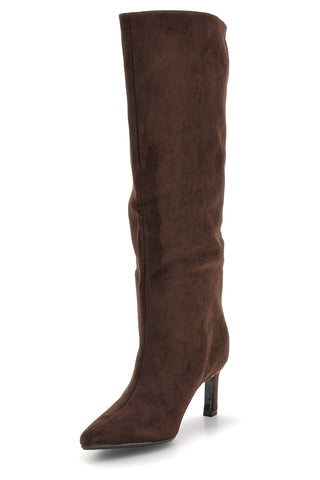 Braune Stiefel mit spitzer Zehenpartie und schmalem Absatz – Le Havre Paris 7729X10
