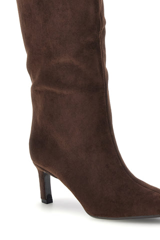 Braune Stiefel mit spitzer Zehenpartie und schmalem Absatz – Le Havre Paris 7729X10