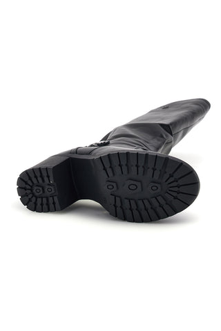 Stivali neri con inserto elasticizzato e tacco largo Energy I357