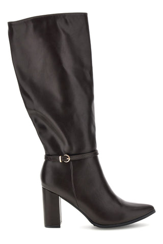 Stivale Marrone con Tacco Largo e Fibbia alla Caviglia Le havre paris 6002REV