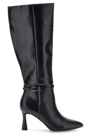 Schwarzer Stiefel mit Knöchelriemen und ausgestellter Ferse – Le Havre Paris 6051