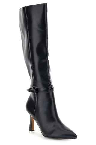 Schwarzer Stiefel mit Knöchelriemen und ausgestellter Ferse – Le Havre Paris 6051