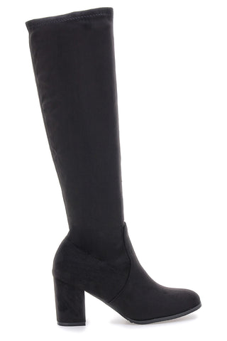 Stivale Nero in Tessuto Elasticizzato con Tacco Largo Le havre paris 18002