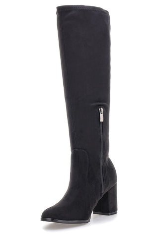 Stivale Nero in Tessuto Elasticizzato con Tacco Largo Le havre paris 18002