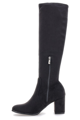 Stivale Nero in Tessuto Elasticizzato con Tacco Largo Le havre paris 18002