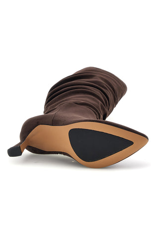 Stivale Marrone Arricciato in Alcantara con Tacco Scultura Le havre paris 805