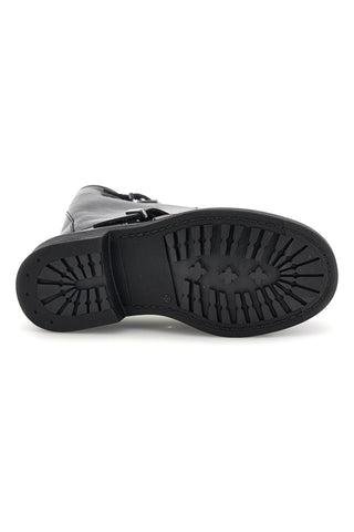 Schwarze Biker-Stiefel aus echtem Leder, hergestellt in Italien, mit Schnallen von Pittarello Love 6724